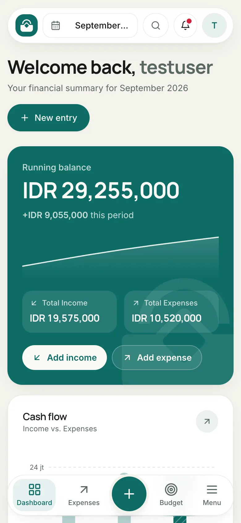 Vaulty dashboard on a phone: balance summary and recent transactions